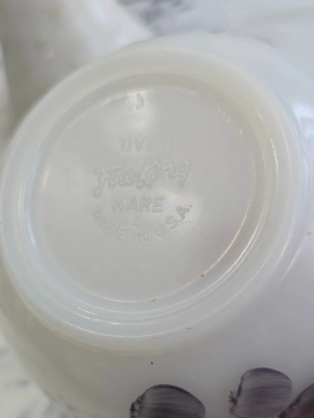 Vintage Fire King Gay Fad Fruit  Ovenware White Milk Glass Bowl Almost 5